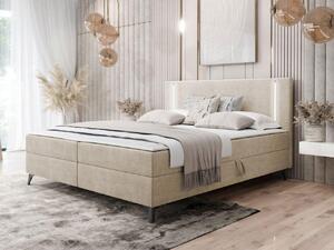 Z0ND0 Pat matrimonial 140 cm Hebara 2 (Bej) (cu somieră și saltea) (cu sp. depozitare) (cu iluminat LED). 1104134