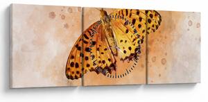 Tablou - Fluture portocaliu, aquarelă (cu ceas) (90x30 cm)