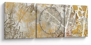 Tablou - Vintage perete cu flori (cu ceas) (90x30 cm)