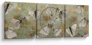 Tablou - Vintege fluturi (cu ceas) (90x30 cm)