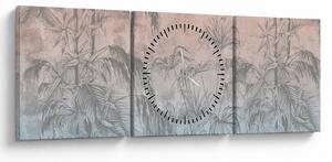 Tablou - Plante tropicale pe perete (cu ceas) (90x30 cm)