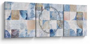 Tablou - figuri geometrice pe perete (cu ceas) (90x30 cm)