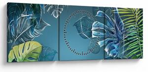 Tablou - Frunzele plantelor tropicale (cu ceas) (90x30 cm)