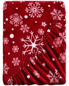 Cearsaf Cocolino microplus cu elastic SNOWFALL 90x200 cm rosu