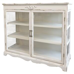 Vitrina shabby chic din lemn masiv, cu 2 rafturi