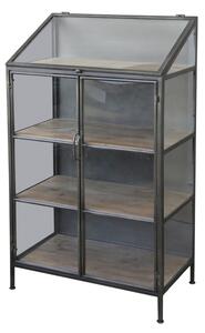 Vitrina din lemn, cu 4 rafturi, aspect rustic