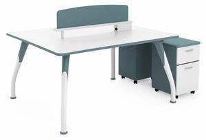 Birou operational SoftLine, cu sertare mobile, 2 posturi - dimensiuni W1400*D1200*H750 mm