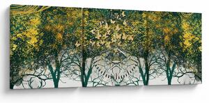Tablou - Căprioare în pădurea verde (cu ceas) (90x30 cm)