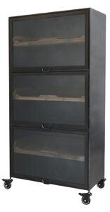 Vitrina din lemn masiv, cu 3 rafturi, aspect rustic