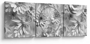 Tablou - Flori albe (cu ceas) (90x30 cm)