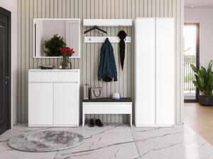 Z0ND0 Mobilier hol Semplo II (Alb alpin + Negru) (cu oglindă). 1104736
