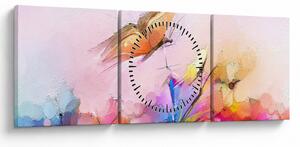 Tablou - Fluture asupra florilor, abstracție (cu ceas) (90x30 cm)
