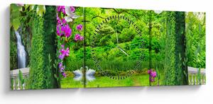 Tablou - Grădina magică cu lebede (cu ceas) (90x30 cm)