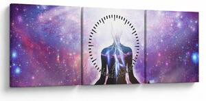 Tablou - Conexiune cu univers (cu ceas) (90x30 cm)