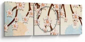 Tablou - Flori colorate pe ramuri (cu ceas) (90x30 cm)