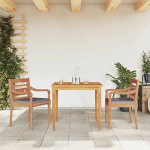Set mobilier grădină cu perne gri închis 3 piese lemn masiv tec