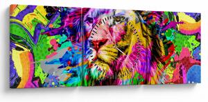 Tablou - 3D imaginea leului (cu ceas) (90x30 cm)