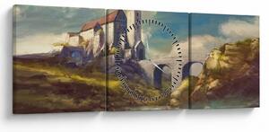 Tablou - Castelul medieval (cu ceas) (90x30 cm)