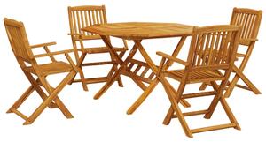 Set mobilier de grădină pliabil, 5 piese, lemn masiv de acacia