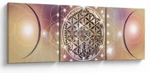 Tablou - Mandala cu elemente (cu ceas) (90x30 cm)