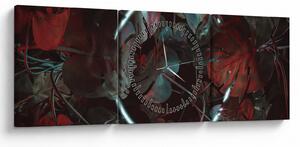 Tablou - Cerc de neon între palmieri (cu ceas) (90x30 cm)