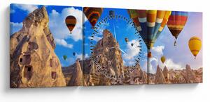 Tablou - Baloane cu aer cald, Cappadocia, Turcia. (cu ceas) (90x30 cm)