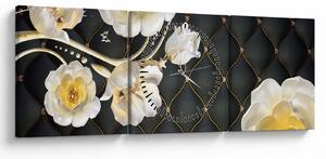 Tablou - Imagine cu flori de trandafir alb (cu ceas) (90x30 cm)