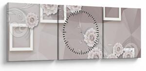 Tablou - Imagine flori bej (cu ceas) (90x30 cm)
