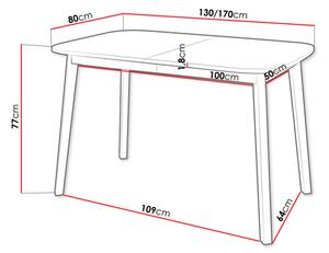 Masă sufragerie extensibilă 130 cm Grospan S 130x80 (Alb + Negru) (pentru 4-6 persoane). 1105347
