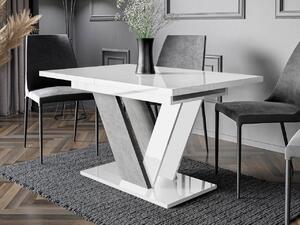 Z0ND0 Masă sufragerie extensibilă Granger (lucios Alb + beton) (pentru 2-6 persoane). 1105380