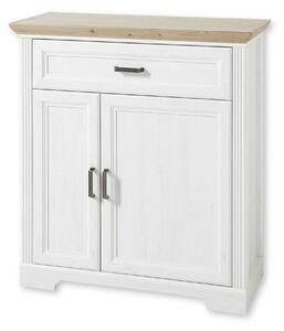 Comoda JASMIN, alb/stejar artisan, PAL, cu 2 usi si un sertar, 93x41x1