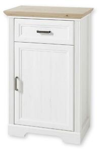 Comoda JASMIN, alb/stejar artisan, PAL, cu o usa si un sertar, 65x41x1