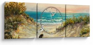 Tablou - Plaja cu nisip (cu ceas) (90x30 cm)