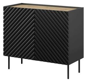 Comoda ONDA, negru/stejar, PAL laminat, 98x45x85 cm