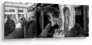 Tablou - Charles Chaplin la Praga (cu ceas) (90x30 cm)