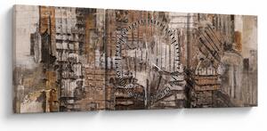 Tablou - Abstract, nuanțe maro (cu ceas) (90x30 cm)