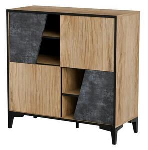 Comoda OVO, stejar/gri beton, PAL laminat, 90x38x90 cm