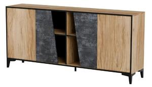Comoda OVO, stejar/gri beton, PAL laminat, 180x38x83 cm