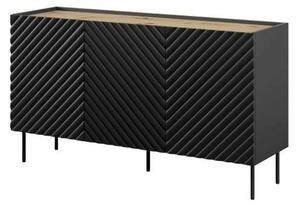 Comoda ONDA, negru/stejar, PAL laminat, 150x45x85 cm