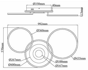 Globo 67824-40 - Plafonieră LED reglabilă MILES 40W/230V 57x99,2 cm argintie + telecomandă