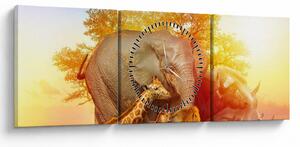 Tablou - Animale africane (cu ceas) (90x30 cm)