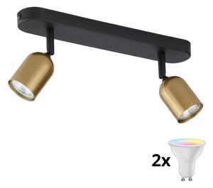 Spot LED RGBW reglabil TOP 2xGU10/6,5W/230V 2700-6500K auriu/negru