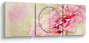 Tablou - Floare roz, aquarel (cu ceas) (90x30 cm)