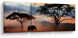 Tablou - Parcul Național Serengeti, Tanzania, Africa (cu ceas) (90x30 cm)