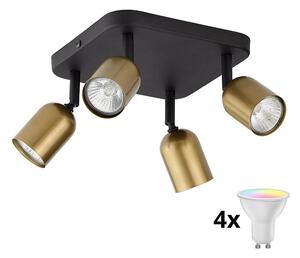 LED RGBW dimmabil spot TOP 4xGU10/6,5W/230V 2700-6500K auriu/negru