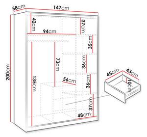 Dulap de haine cu suprastructură Lenona II D3 (prun + auriu) (cu oglindă). 1105680