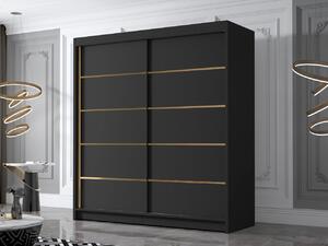 Dulap de haine cu uși culisante Bratoke IV 180 (Negru + auriu) . 1105693
