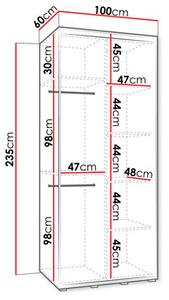 Dulap de haine cu uși culisante Foktra 3 100 (Cașmir + Negru) (cu oglindă). 1105697