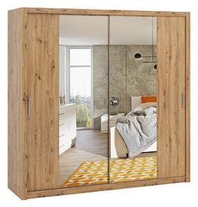 Z0ND0 Dulap de haine cu uși culisante Klary SZ220 KE11 (Stejar artisan) (cu oglindă). 1105738