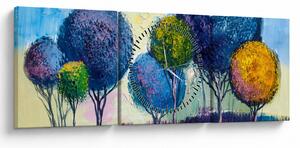 Tablou - Copaci, pictură în ulei (cu ceas) (90x30 cm)